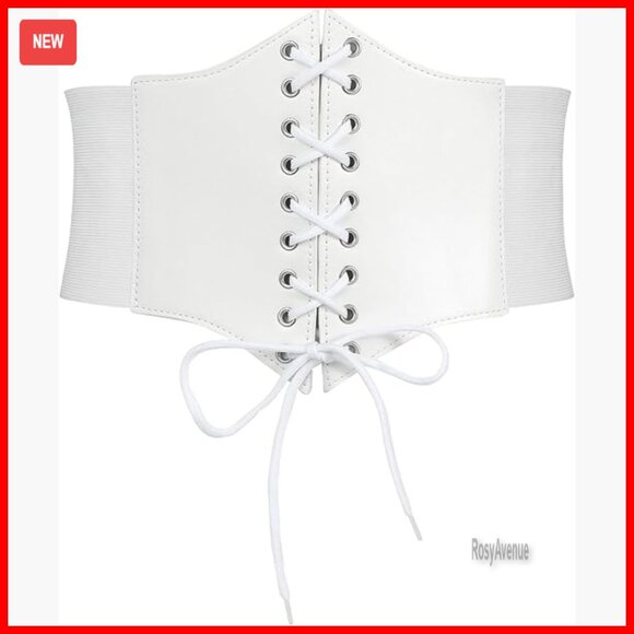 Lace Up Elastic Waist Corset Belt, PU Leather, Snap Closure, 23-52 Inch Fit main image 4